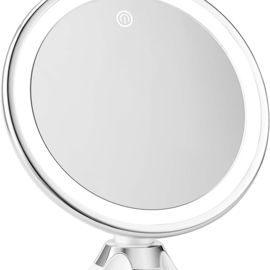 10x Magnifying Lighted Makeup Mirror with Lights, Suction Cups, and 360° Swivel – Touch Control, 3 Light Modes – Ideal for Home, Bathroom Vanity, and Travel