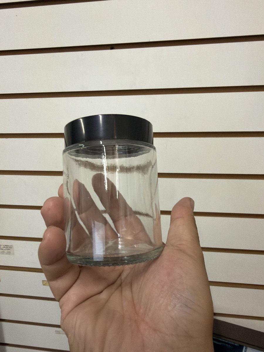 Clear Glass Storage Jar with Black Lid