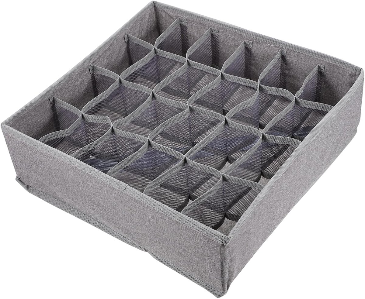 Folding Underwear and Sock Organizer Box 24 Compartments Washable Mesh Fabric Adjustable Drawer Storage for Closet for Home Organization 2pcs