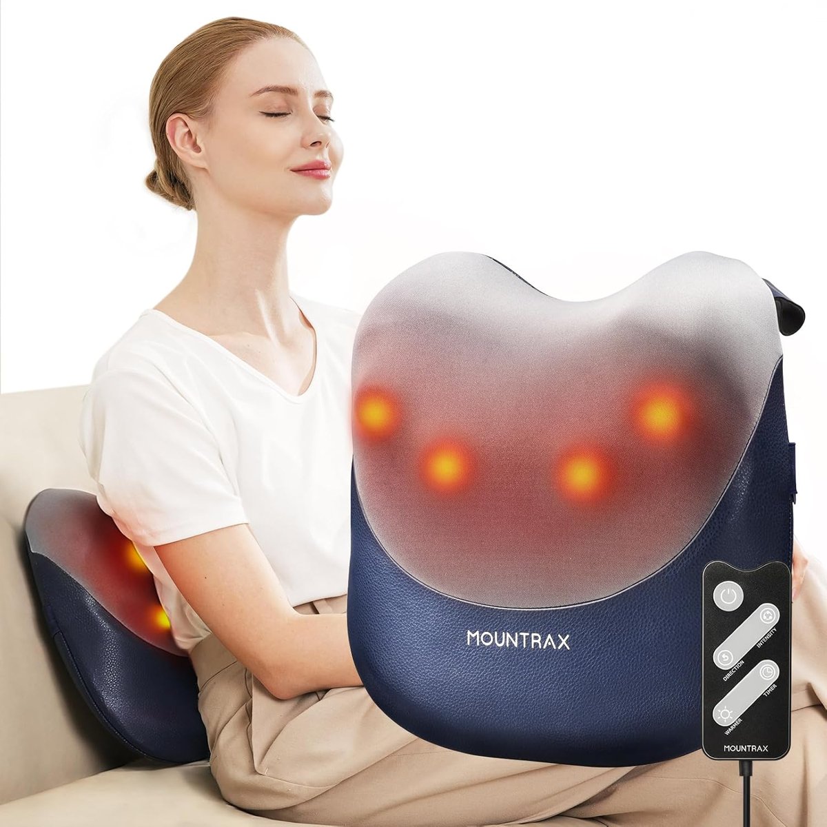 MOUNTRAX 2026 Upgraded, Shiatsu Back Massager with Heat, Gifts for Women Men, Back Massager for Pain Relief Deep Tissue, 3D Kneading Massage Pillow for Back