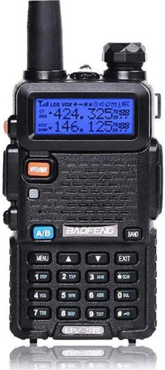 UV-5R Two Way Radio Dual Band 144-148/420-450Mhz Walkie Talkie 1800mAh Li-ion Battery(Black)